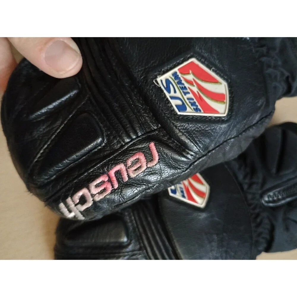 Reusch US Ski Team Leather Mittens Black Insulated Ski Gloves Junior Size Medium